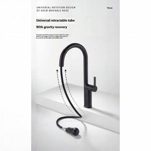 NARON Ψηλή Μπαταρία κουζίνας με αποσπώμενο επεκτεινόμενο ντουζ NR1310 Black Mat