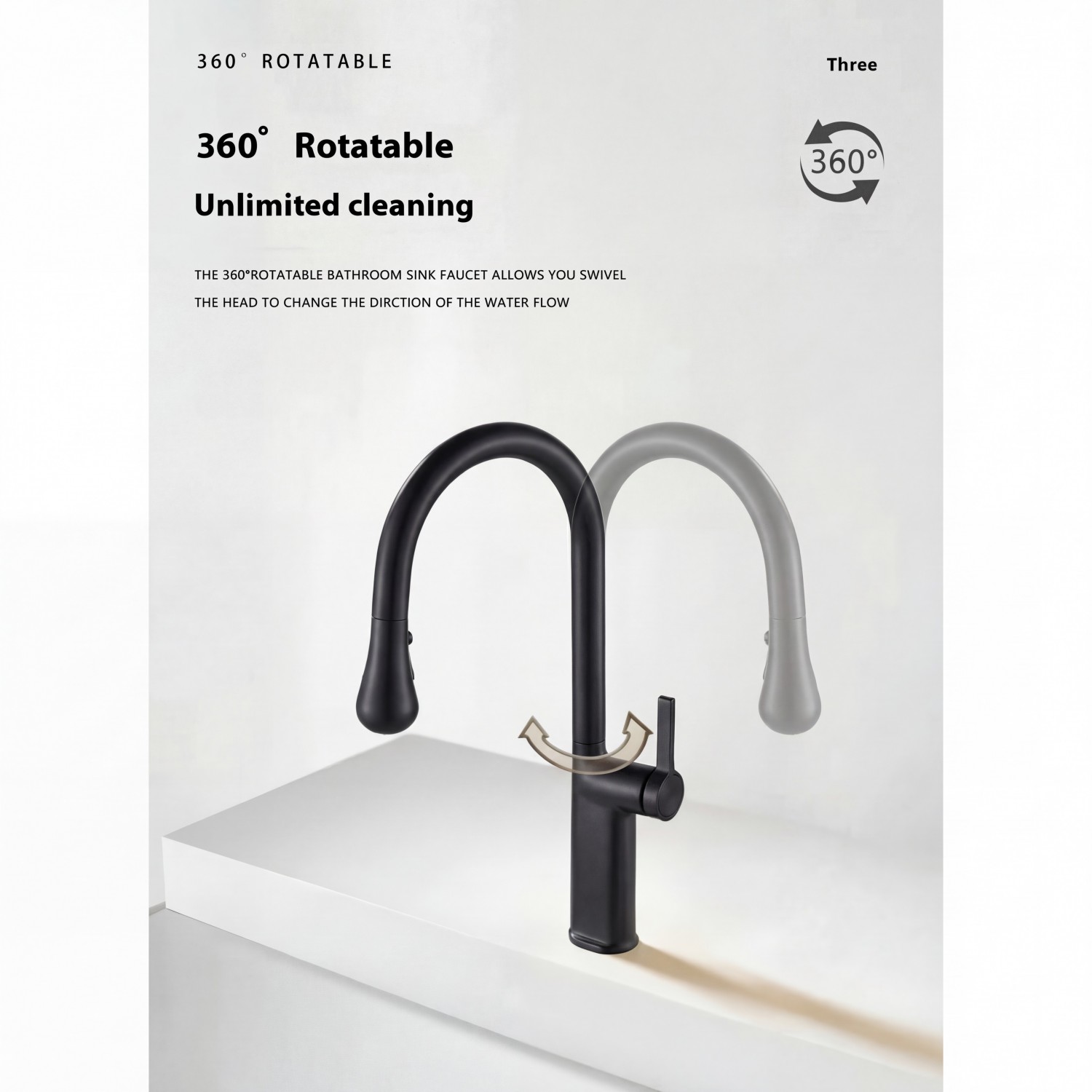 NARON Ψηλή Μπαταρία κουζίνας με αποσπώμενο επεκτεινόμενο ντουζ NR1310 Black Mat