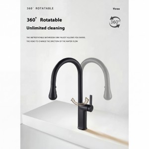 NARON Ψηλή Μπαταρία κουζίνας με αποσπώμενο επεκτεινόμενο ντουζ NR1310 Black Mat