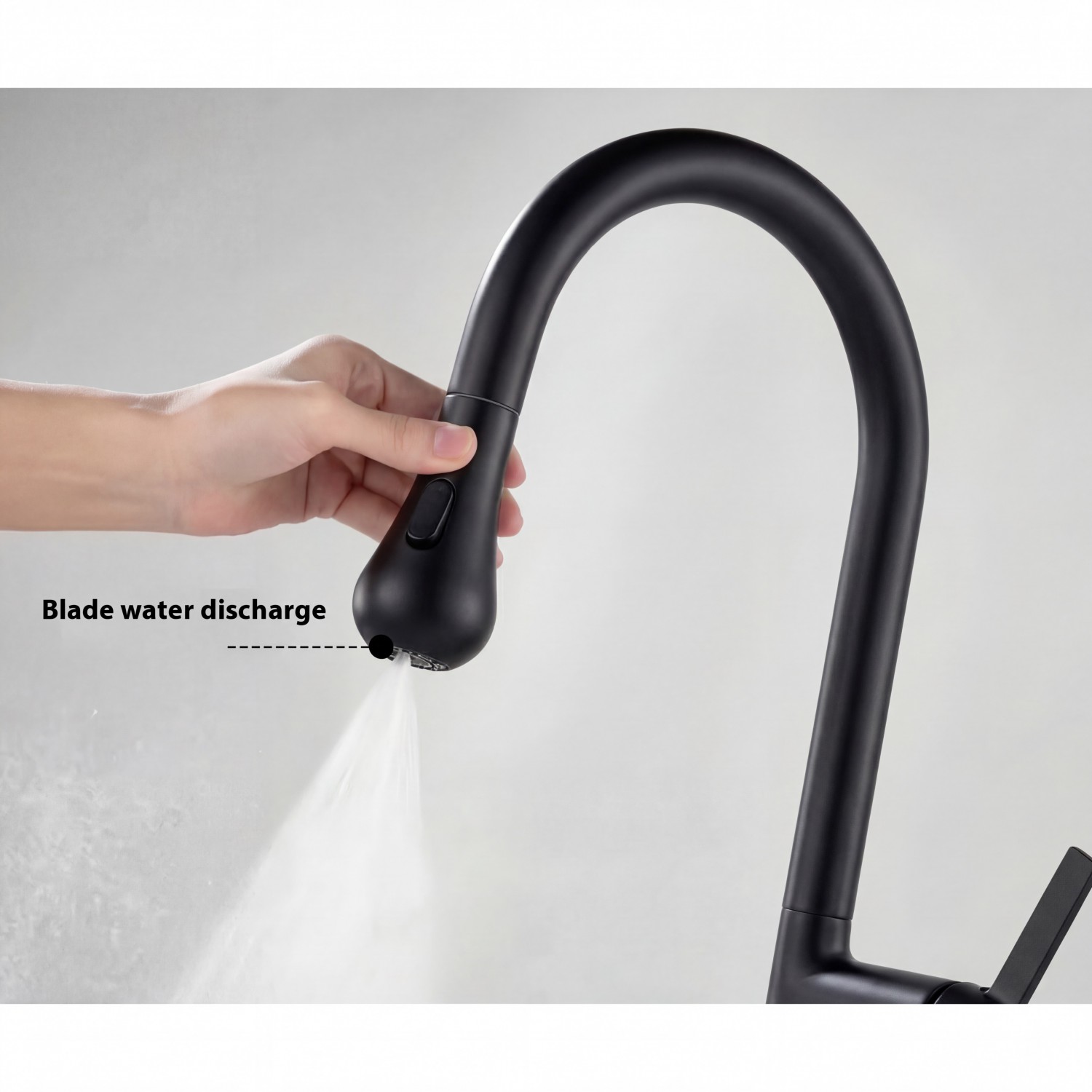 NARON Ψηλή Μπαταρία κουζίνας με αποσπώμενο επεκτεινόμενο ντουζ NR1310 Black Mat