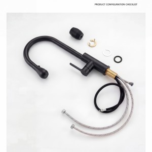 NARON Ψηλή Μπαταρία κουζίνας με αποσπώμενο επεκτεινόμενο ντουζ NR1310 Black Mat