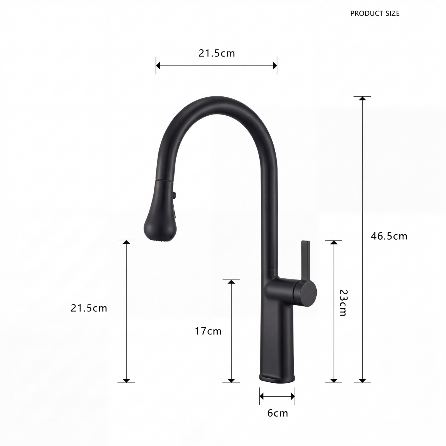 NARON Ψηλή Μπαταρία κουζίνας με αποσπώμενο επεκτεινόμενο ντουζ NR1310 Black Mat