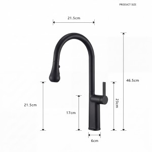 NARON Ψηλή Μπαταρία κουζίνας με αποσπώμενο επεκτεινόμενο ντουζ NR1310 Black Mat