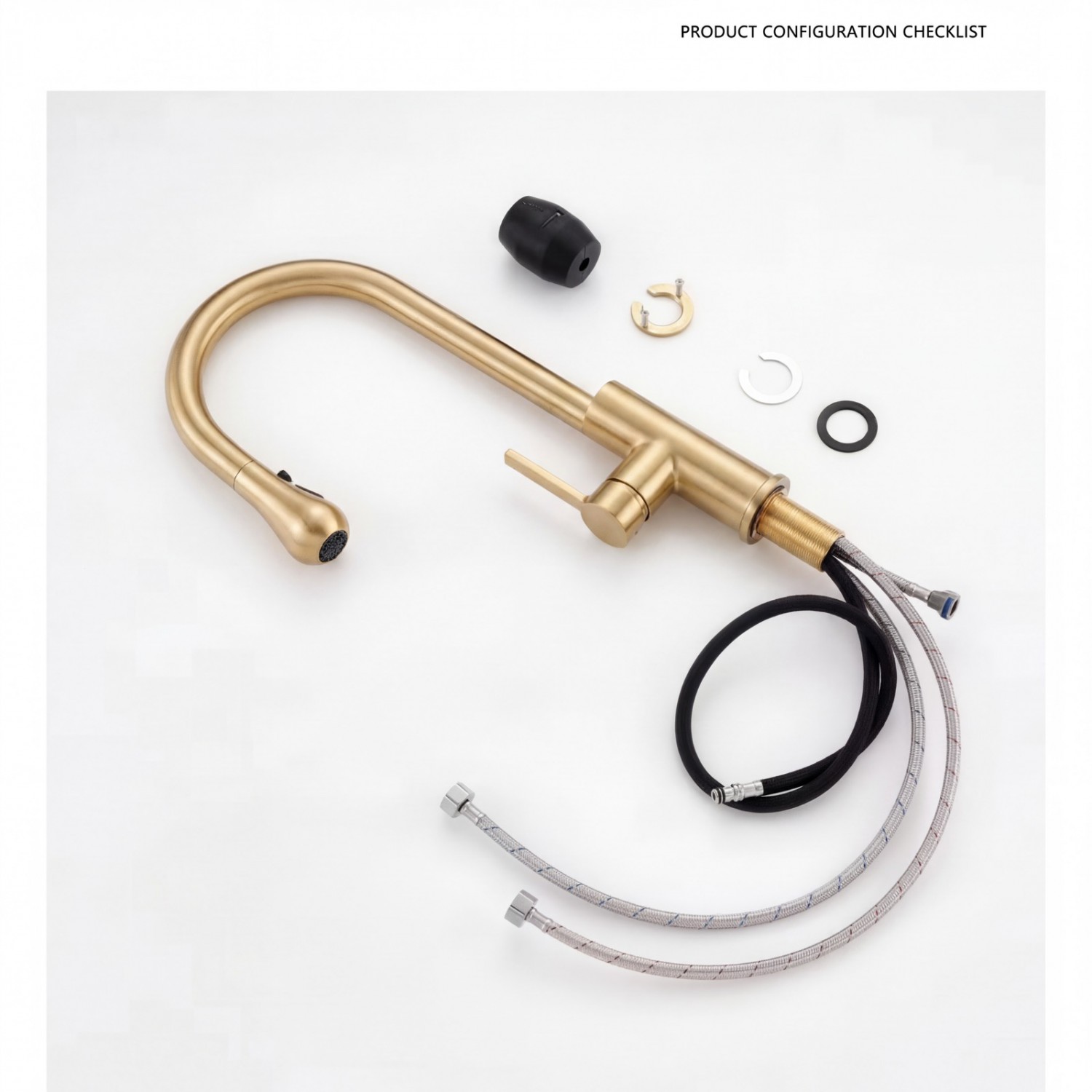 NARON Ψηλή Μπαταρία κουζίνας με αποσπώμενο επεκτεινόμενο ντουζ NR1310 Brushed Gold