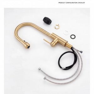 NARON Ψηλή Μπαταρία κουζίνας με αποσπώμενο επεκτεινόμενο ντουζ NR1310 Brushed Gold