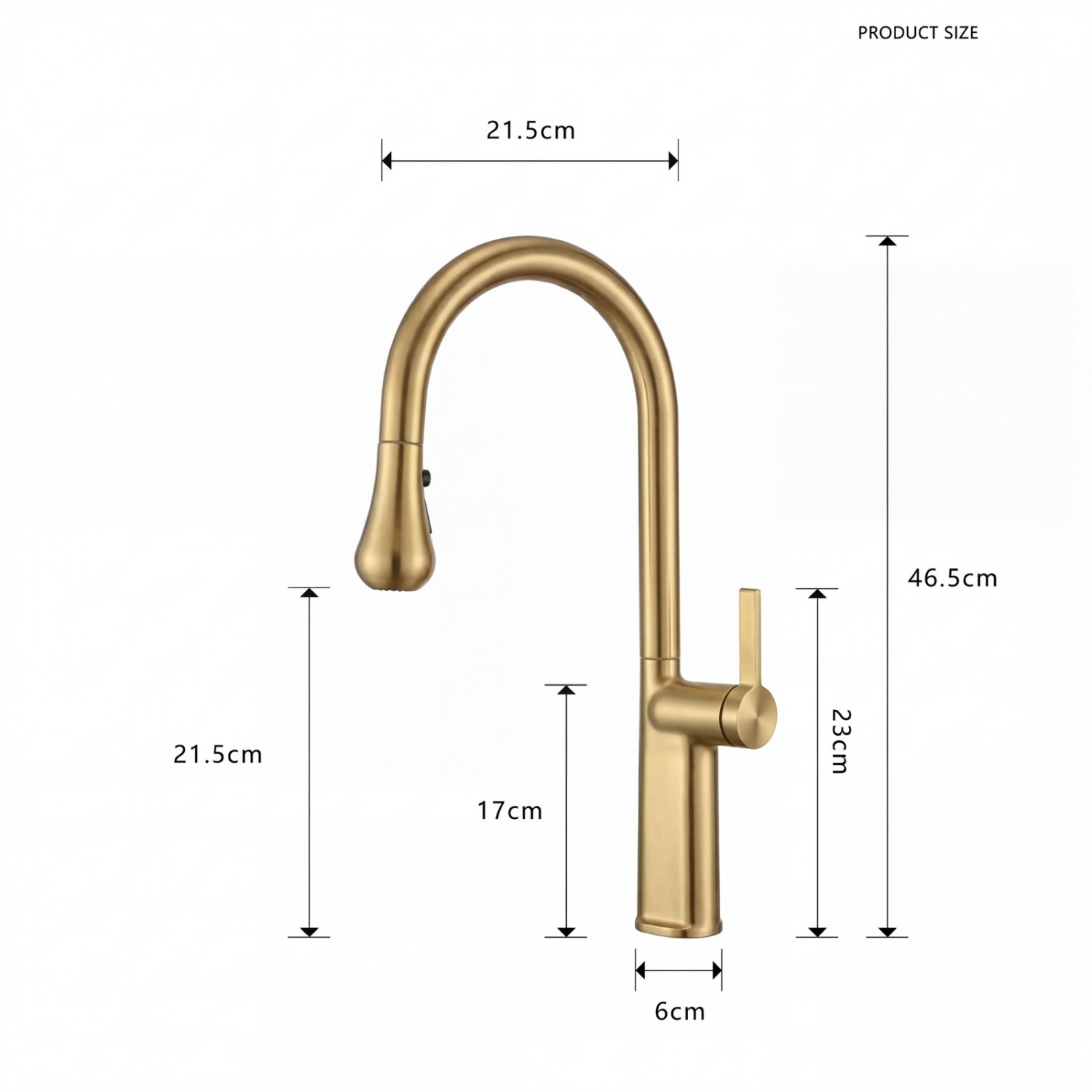 NARON Ψηλή Μπαταρία κουζίνας με αποσπώμενο επεκτεινόμενο ντουζ NR1310 Brushed Gold