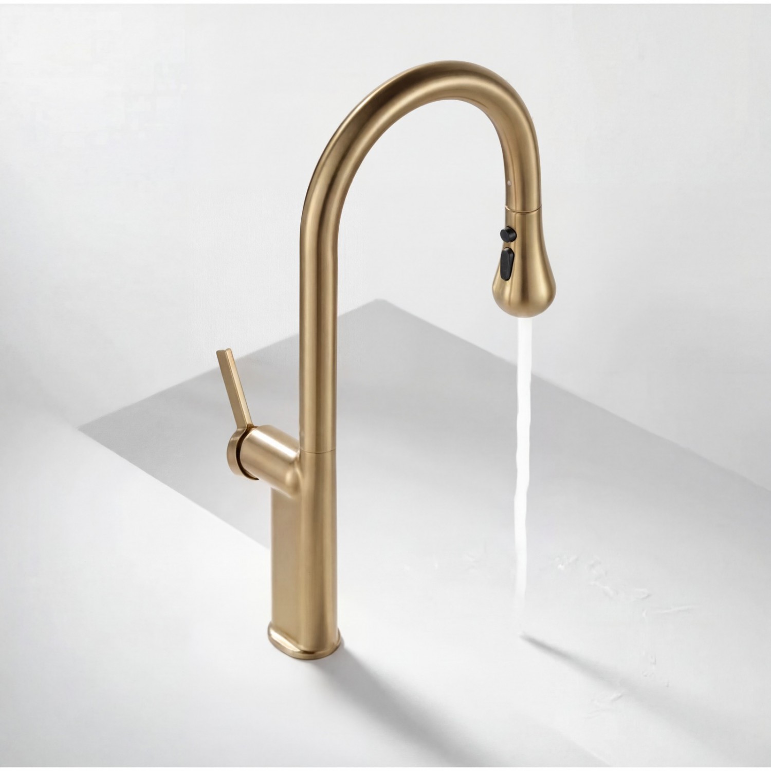 NARON Ψηλή Μπαταρία κουζίνας με αποσπώμενο επεκτεινόμενο ντουζ NR1310 Brushed Gold