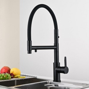 NARON Τρίοδη Ψηλή Μπαταρία κουζίνας Για σύνδεση Φίτρου NR5002 Black Mat