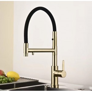 NARON Τρίοδη Ψηλή Μπαταρία κουζίνας Για σύνδεση Φίτρου NR5005 Mat Gold