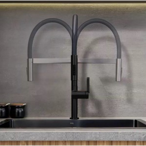 NARON Ψηλή Μπαταρία κουζίνας με αποσπώμενο ντους NR1311 Black Mat