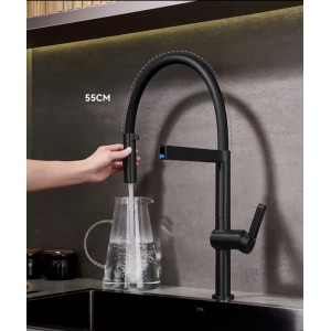 NARON Ψηλή Μπαταρία κουζίνας με αποσπώμενο ντους NR1311 Black Mat