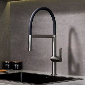 NARON Ψηλή Μπαταρία κουζίνας με αποσπώμενο ντους NR1311 GUN METAL