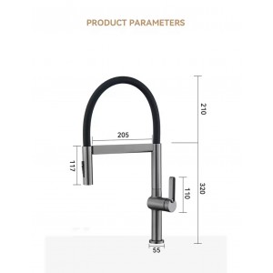 NARON Ψηλή Μπαταρία κουζίνας με αποσπώμενο ντους NR1311 GUN METAL