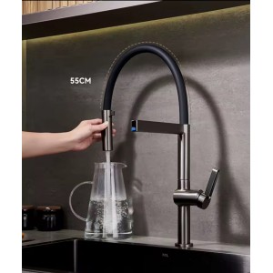 NARON Ψηλή Μπαταρία κουζίνας με αποσπώμενο ντους NR1311 GUN METAL