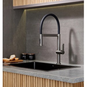 NARON Ψηλή Μπαταρία κουζίνας με αποσπώμενο ντους NR1311 GUN METAL