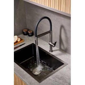 NARON Ψηλή Μπαταρία κουζίνας με αποσπώμενο ντους NR1311 GUN METAL