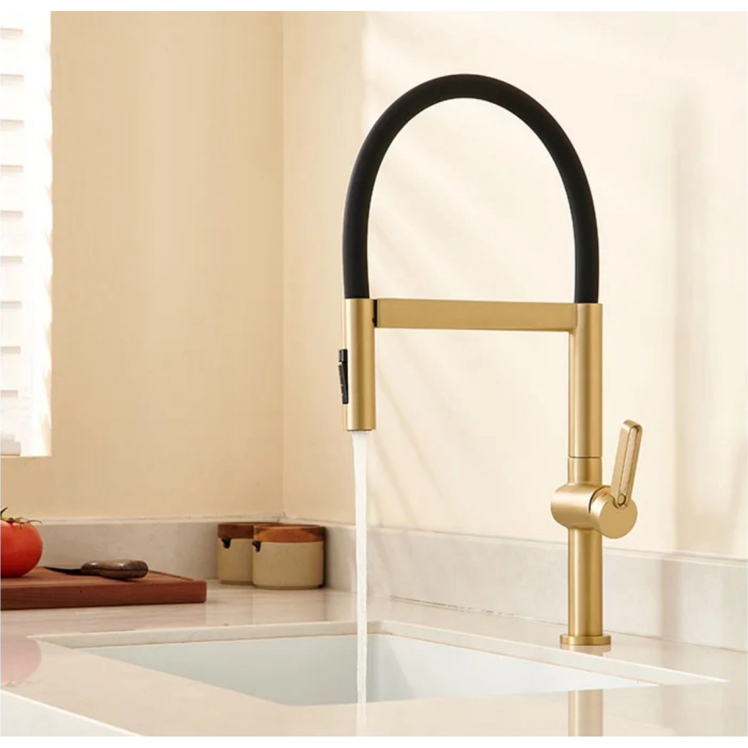 NARON Ψηλή Μπαταρία κουζίνας με αποσπώμενο ντους NR1311 Brushed Gold