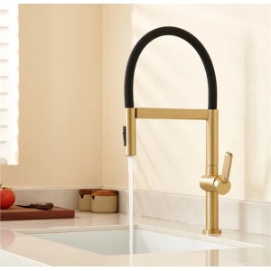 NARON Ψηλή Μπαταρία κουζίνας με αποσπώμενο ντους NR1311 Brushed Gold