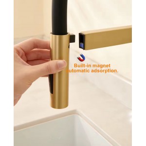 NARON Ψηλή Μπαταρία κουζίνας με αποσπώμενο ντους NR1311 Brushed Gold