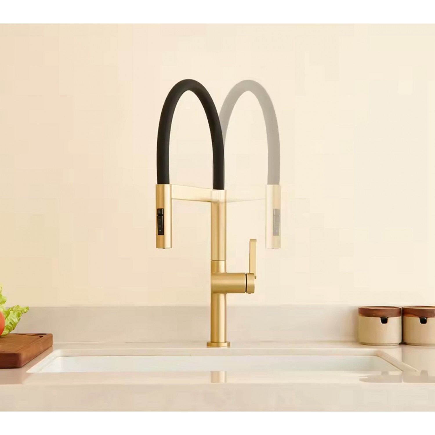 NARON Ψηλή Μπαταρία κουζίνας με αποσπώμενο ντους NR1311 Brushed Gold