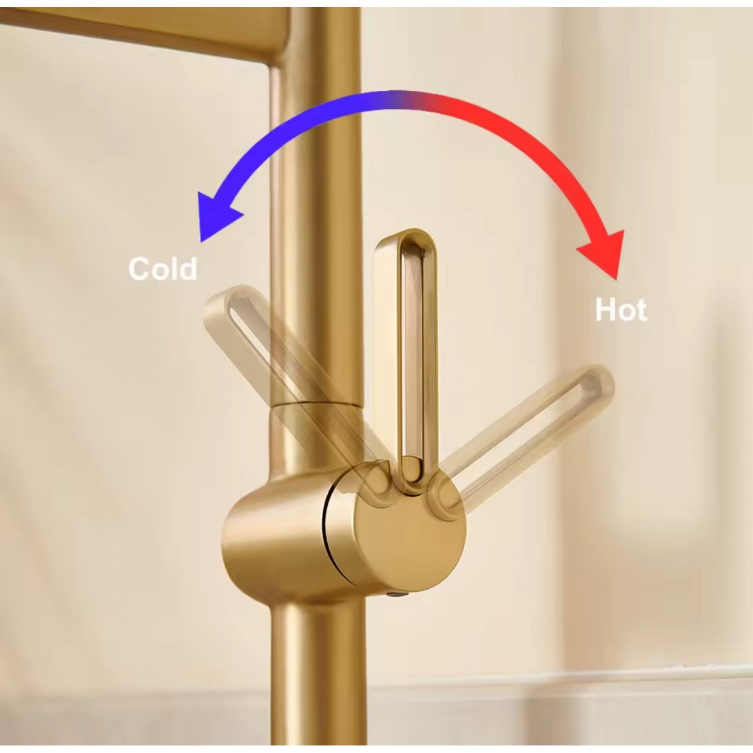 NARON Ψηλή Μπαταρία κουζίνας με αποσπώμενο ντους NR1311 Brushed Gold