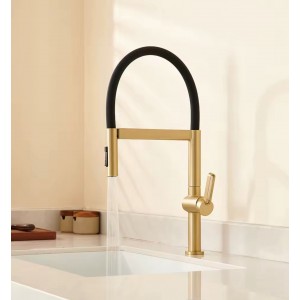 NARON Ψηλή Μπαταρία κουζίνας με αποσπώμενο ντους NR1311 Brushed Gold