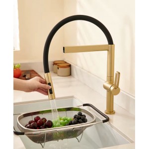 NARON Ψηλή Μπαταρία κουζίνας με αποσπώμενο ντους NR1311 Brushed Gold