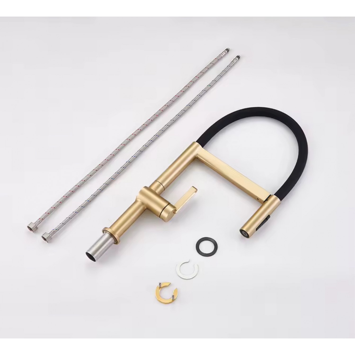 NARON Ψηλή Μπαταρία κουζίνας με αποσπώμενο ντους NR1311 Brushed Gold