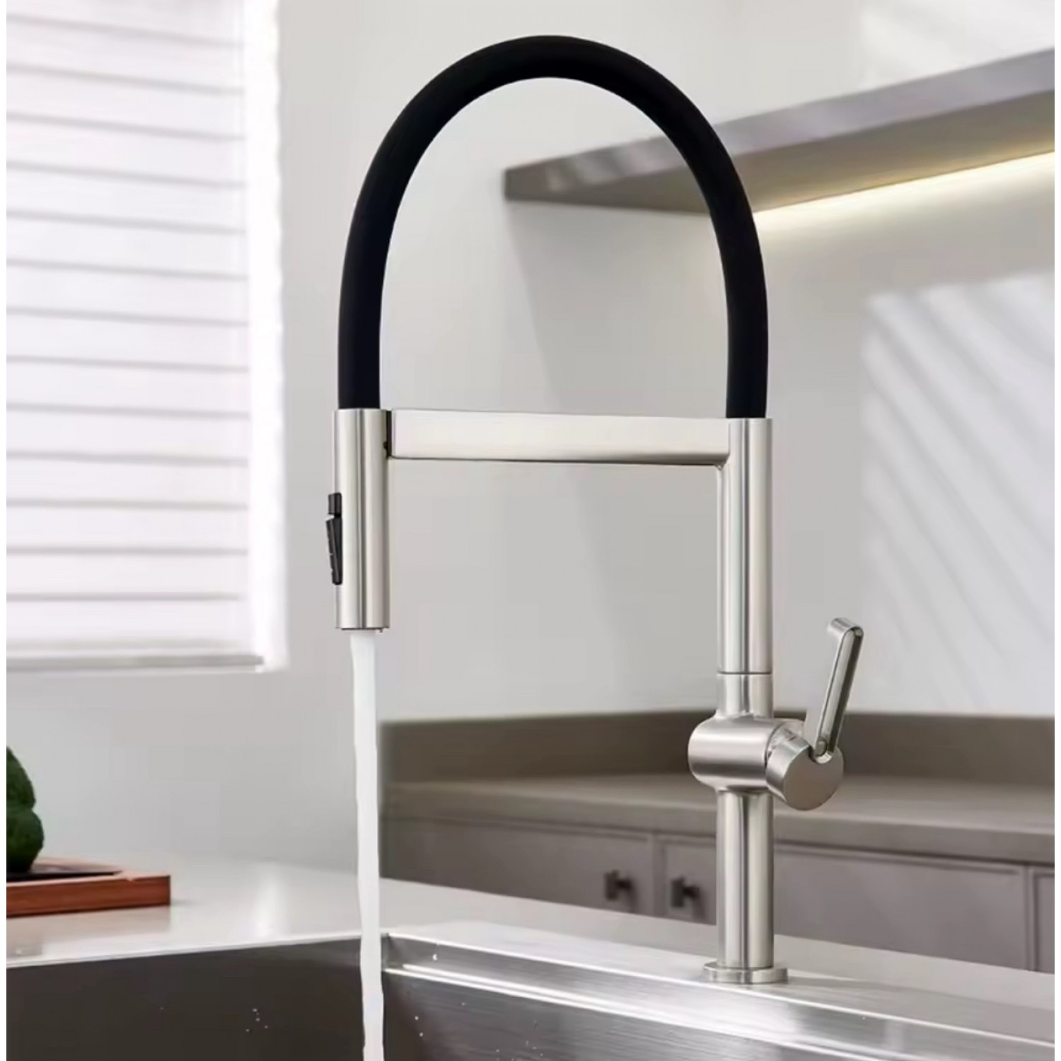 NARON Ψηλή Μπαταρία κουζίνας με αποσπώμενο ντους NR1311 Mat Nickel