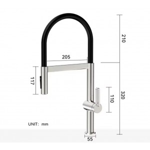 NARON Ψηλή Μπαταρία κουζίνας με αποσπώμενο ντους NR1311 Mat Nickel
