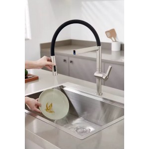 NARON Ψηλή Μπαταρία κουζίνας με αποσπώμενο ντους NR1311 Mat Nickel