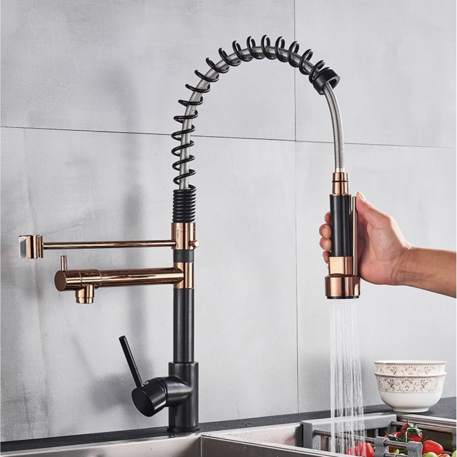 Σπιράλ βρύση κουζίνας SM-35324 ROSE GOLD BLACK