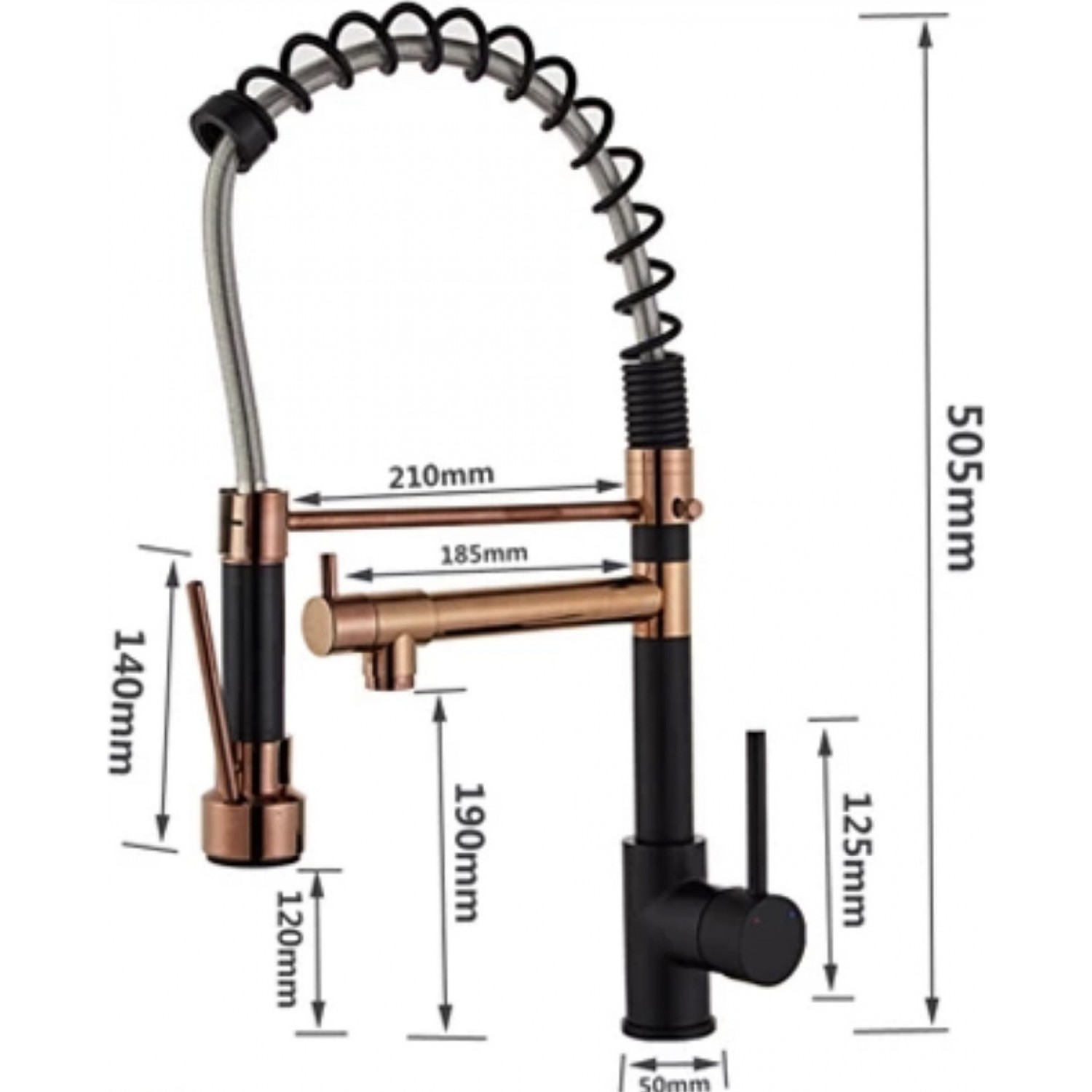 Σπιράλ βρύση κουζίνας SM-35324 ROSE GOLD BLACK