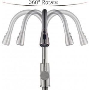 Μπαταρία Κουζίνας BRUSHED NICKEL Με Περιστρεφόμενο Ρουξούνι και Συρόμενο Ντους Διπλής Ροής MELLRAIN BR9989 BRUSHED NICKEL