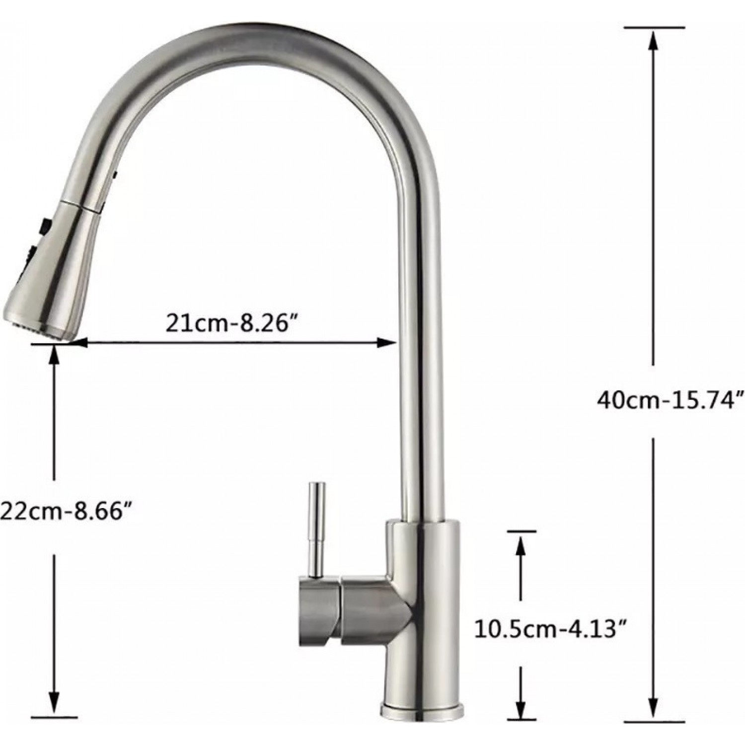 Μπαταρία Κουζίνας BRUSHED NICKEL Με Περιστρεφόμενο Ρουξούνι και Συρόμενο Ντους Διπλής Ροής MELLRAIN BR9989 BRUSHED NICKEL