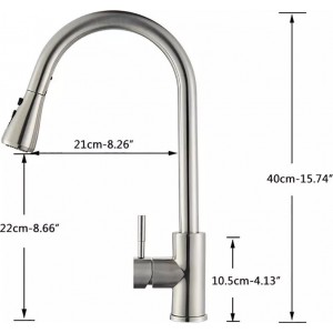 Μπαταρία Κουζίνας BRUSHED NICKEL Με Περιστρεφόμενο Ρουξούνι και Συρόμενο Ντους Διπλής Ροής MELLRAIN BR9989 BRUSHED NICKEL