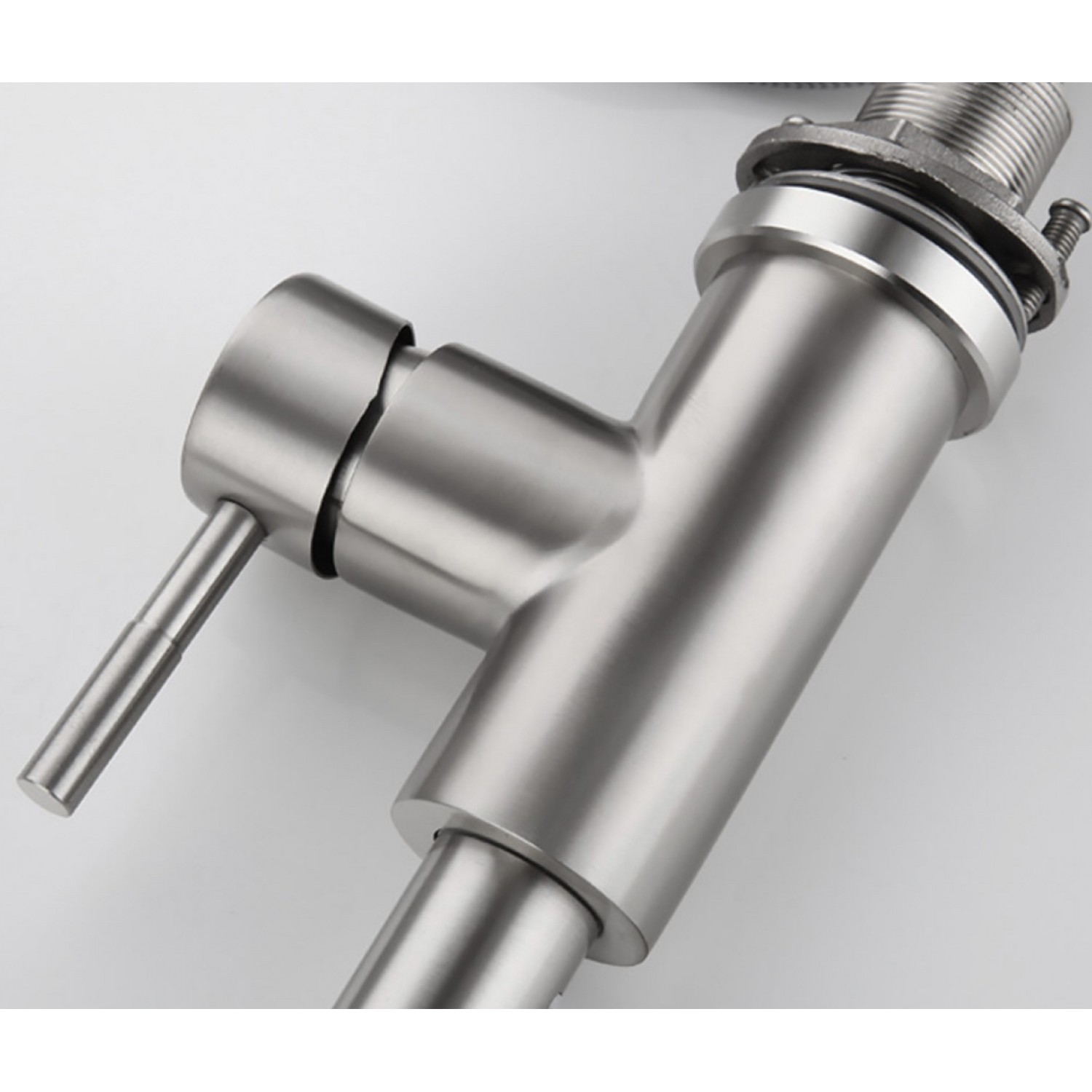 Μπαταρία Κουζίνας BRUSHED NICKEL Με Περιστρεφόμενο Ρουξούνι και Συρόμενο Ντους Διπλής Ροής MELLRAIN BR9989 BRUSHED NICKEL