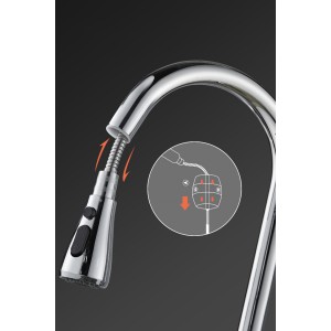 Μπαταρία Κουζίνας CHROME Με Περιστρεφόμενο Ρουξούνι και Συρόμενο Ντους Διπλής Ροής Υψος Βρύσης 41,5 εκατοστά Σπίτι-Κήπος