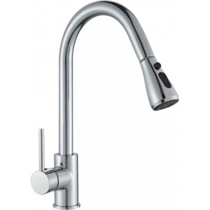 Μπαταρία Κουζίνας CHROME Με Περιστρεφόμενο Ρουξούνι και Συρόμενο Ντους Διπλής Ροής Υψος Βρύσης 41,5 εκατοστά Σπίτι-Κήπος