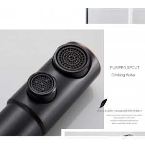 MELLRAIN Βρύση κουζίνας τρίοδη με ενσωματωμένο βρυσάκι για καθαρό νερό φίλτρου με δύο χερούλια (δεν συμπεριλαμβάνεται το φίλτρο νερού) 5-GTS BLACK BRONZE