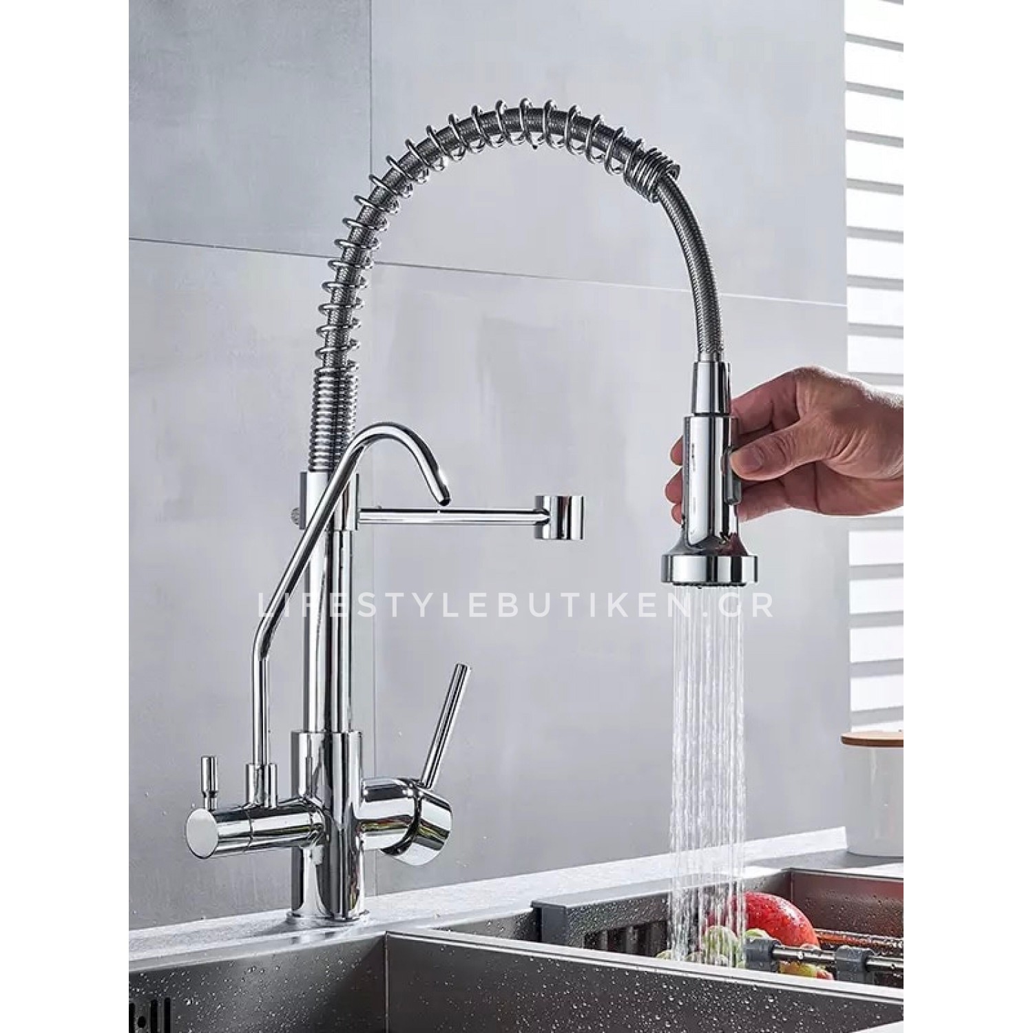 NARON Τρίοδη Μπαταρία κουζίνας Φίλτρου NR-731C CHROME