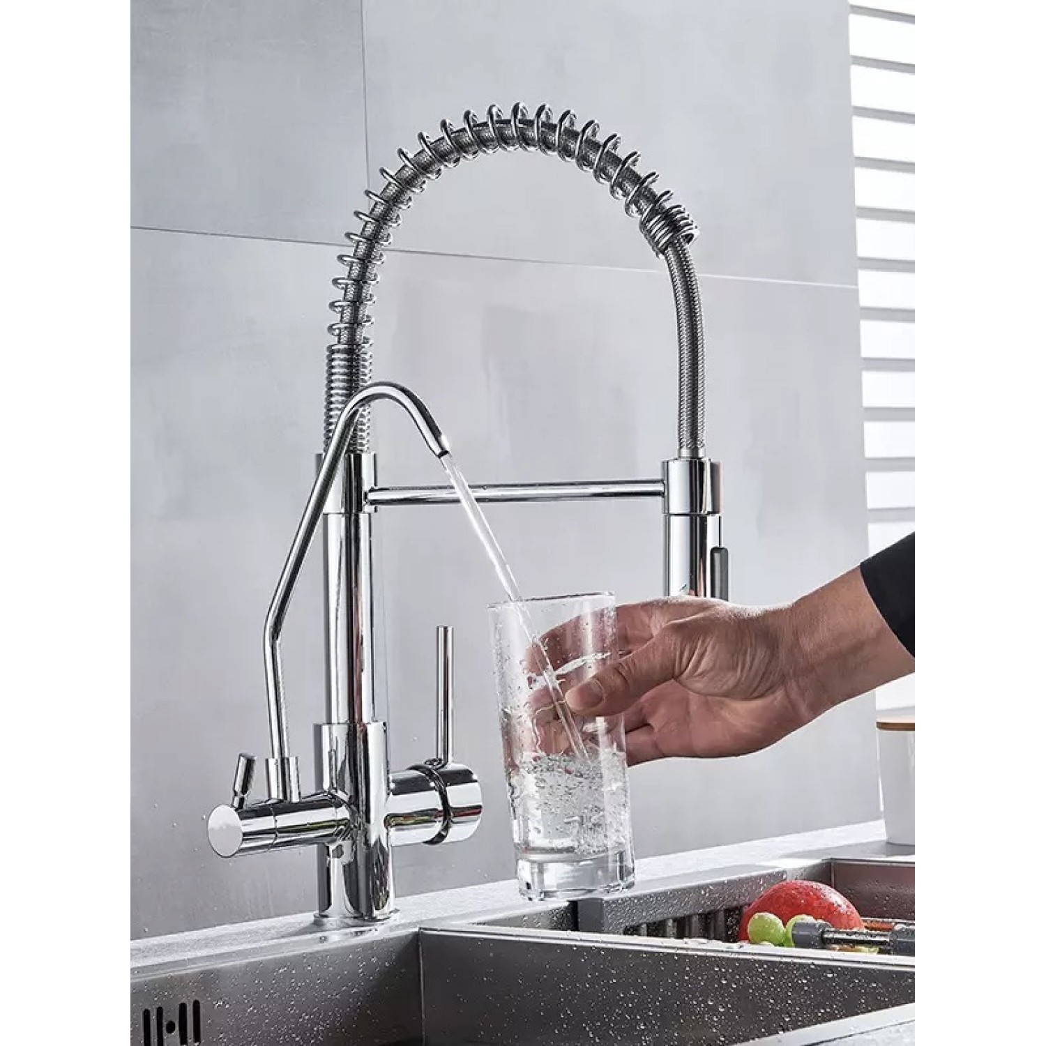 NARON Τρίοδη Μπαταρία κουζίνας Φίλτρου NR-731C CHROME