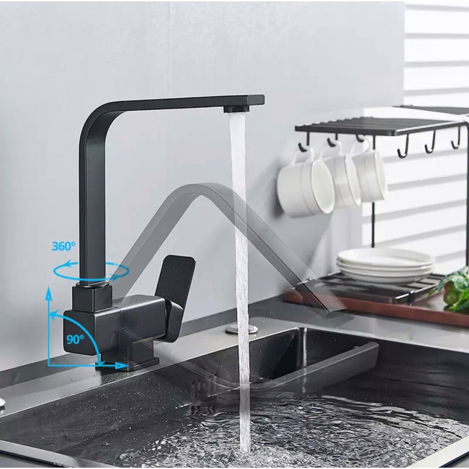 STOCCO Σπαστή Μπαταρία κουζίνας αναμεικτική ST5070Β Black Mat