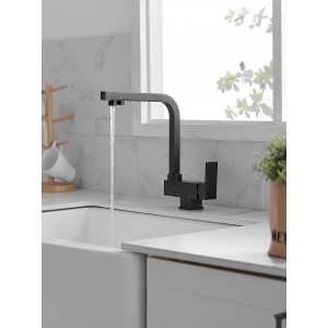 Σπαστή Τρίοδη Μπαταρία Κουζίνας για σύνδεση με φίλτρο κάτω πάγκου STOCCO SF7002B BLACK MAT