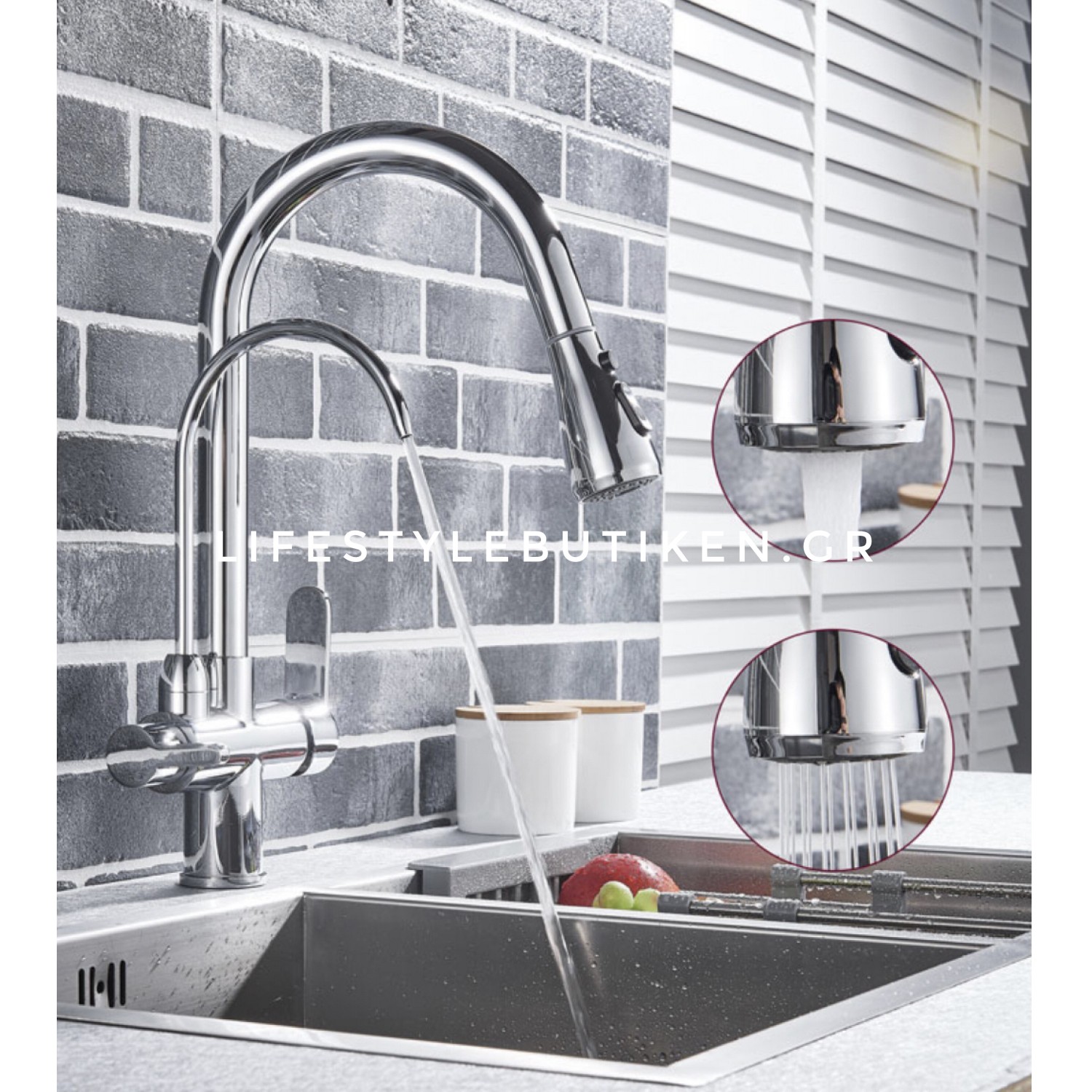 Τρίοδη Μπαταρία Κουζίνας για σύνδεση με φίλτρο κάτω πάγκου STOCCO ST933C CHROME