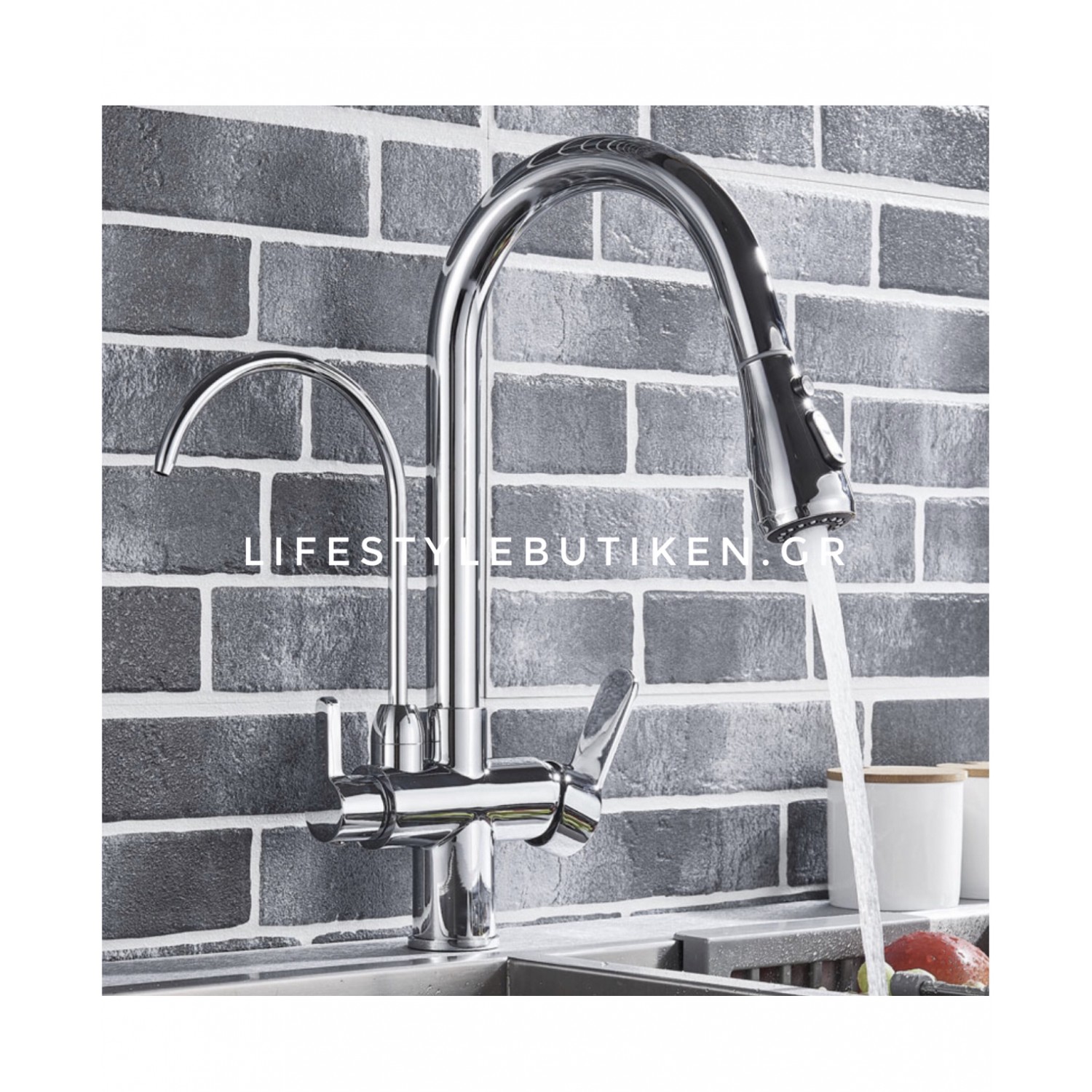 Τρίοδη Μπαταρία Κουζίνας για σύνδεση με φίλτρο κάτω πάγκου STOCCO ST933C CHROME