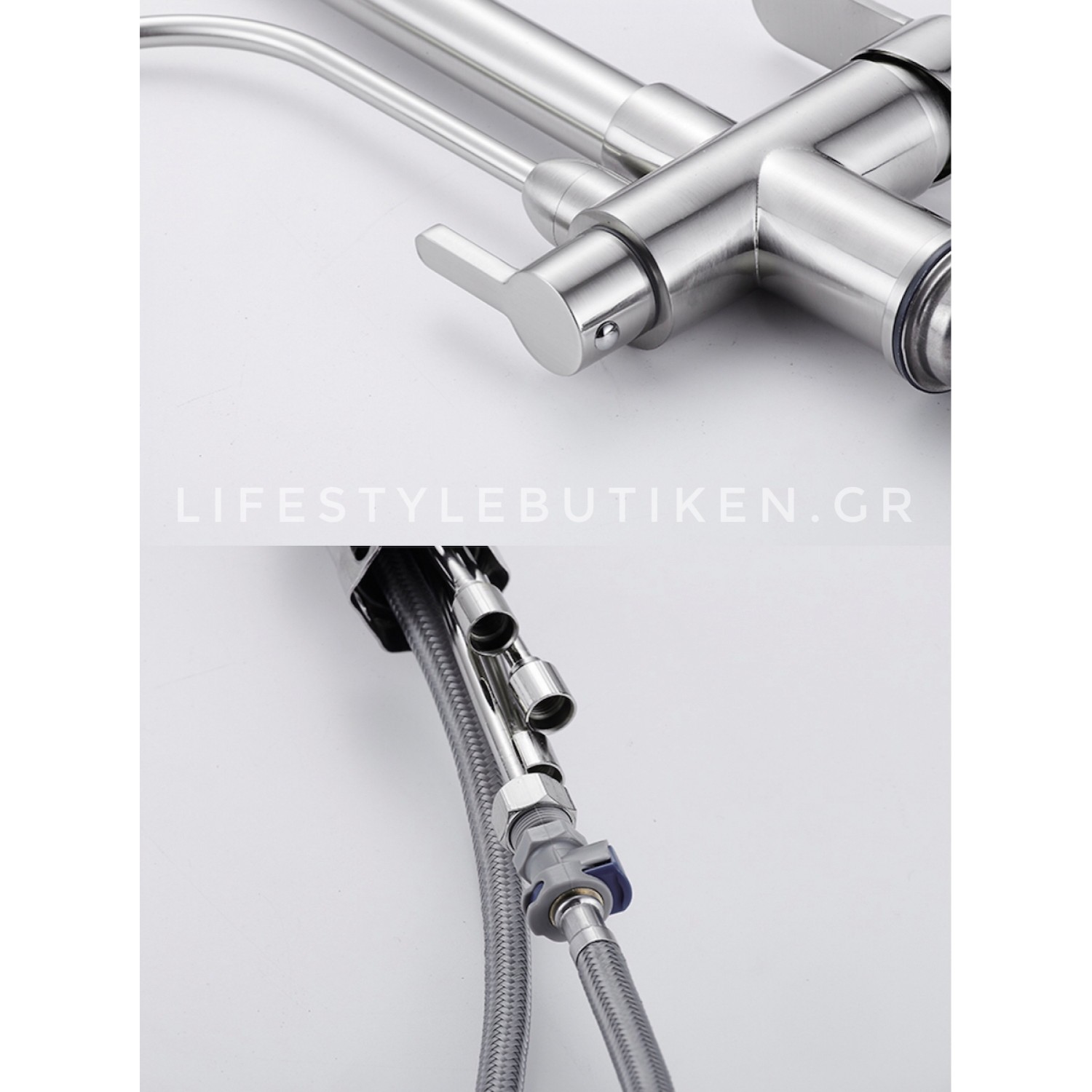 Τρίοδη Μπαταρία Κουζίνας για σύνδεση με φίλτρο κάτω πάγκου STOCCO ST932MN MAT NICKEL