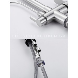 Τρίοδη Μπαταρία Κουζίνας για σύνδεση με φίλτρο κάτω πάγκου STOCCO ST932MN MAT NICKEL