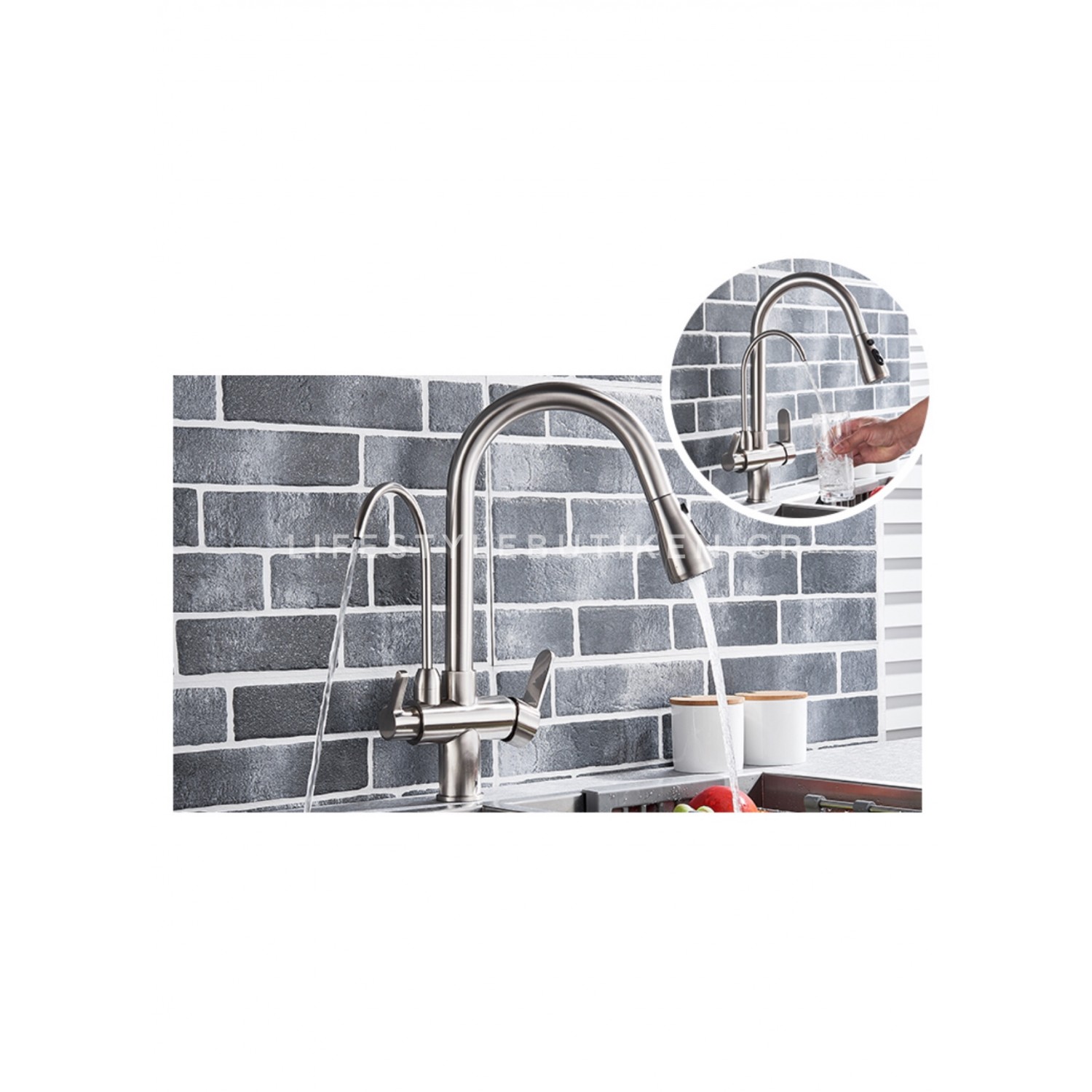 Τρίοδη Μπαταρία Κουζίνας για σύνδεση με φίλτρο κάτω πάγκου STOCCO ST932MN MAT NICKEL