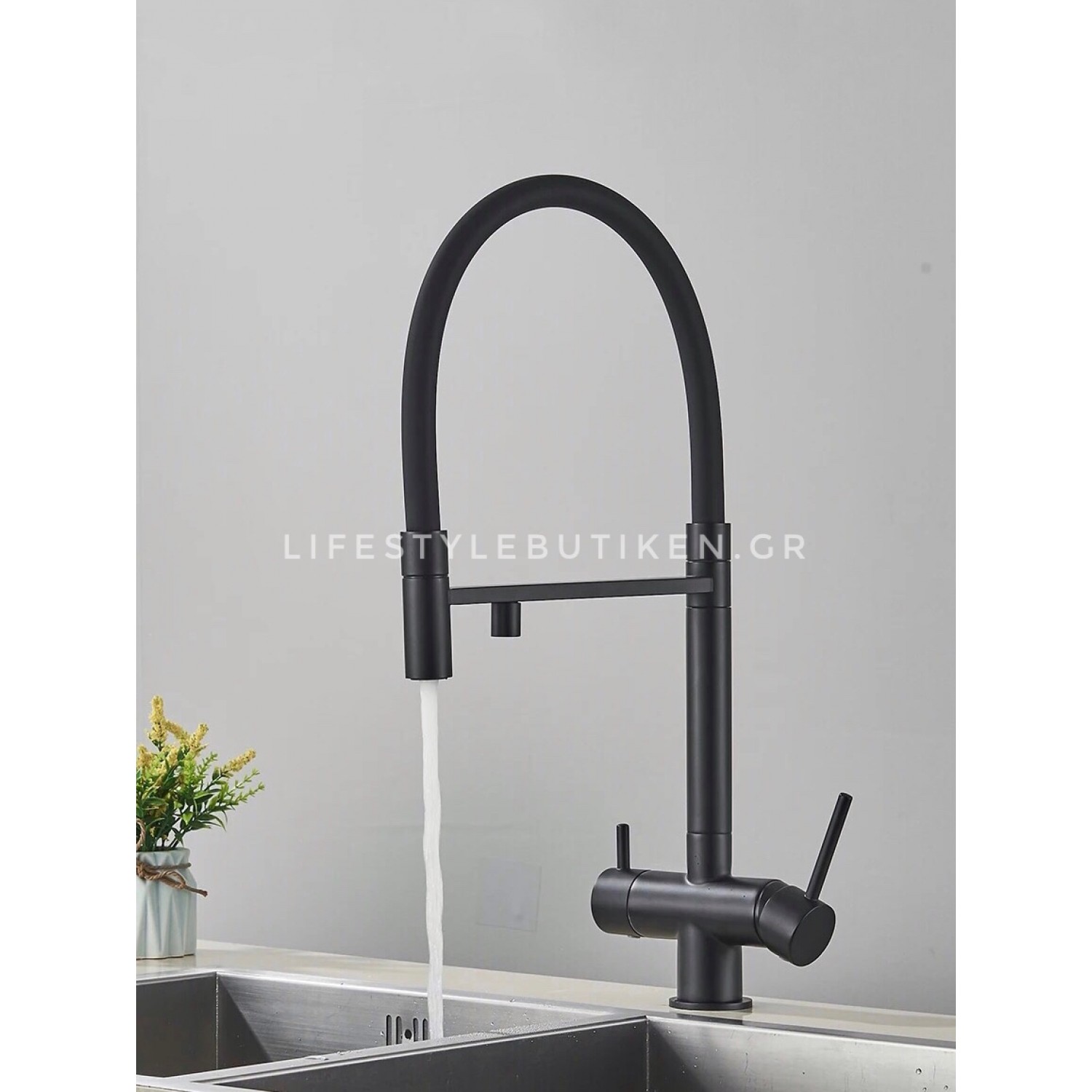 Τρίοδη Ψηλή Μπαταρία Κουζίνας NARON NR-1299B BLACK MAT